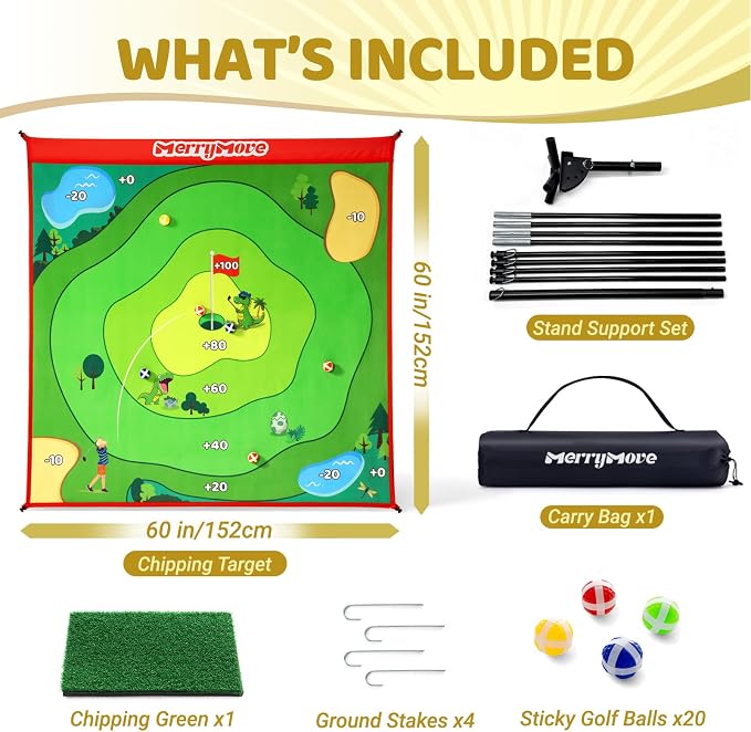 Golf Chipping Game Set: Portable Indoor & Outdoor Sticky Golf Games Fun, Family Backyard Yard Golf Target Game Set (Golf Club Not Included)