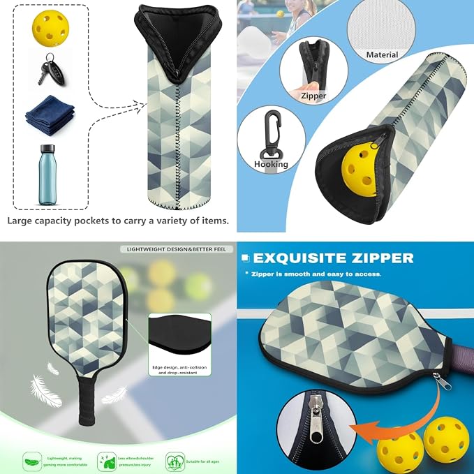Pickleball Paddles Set 3PCS Pickleball Paddle Case Pickleball Racket Pickleball Bag Ideal for Beginners Gifts