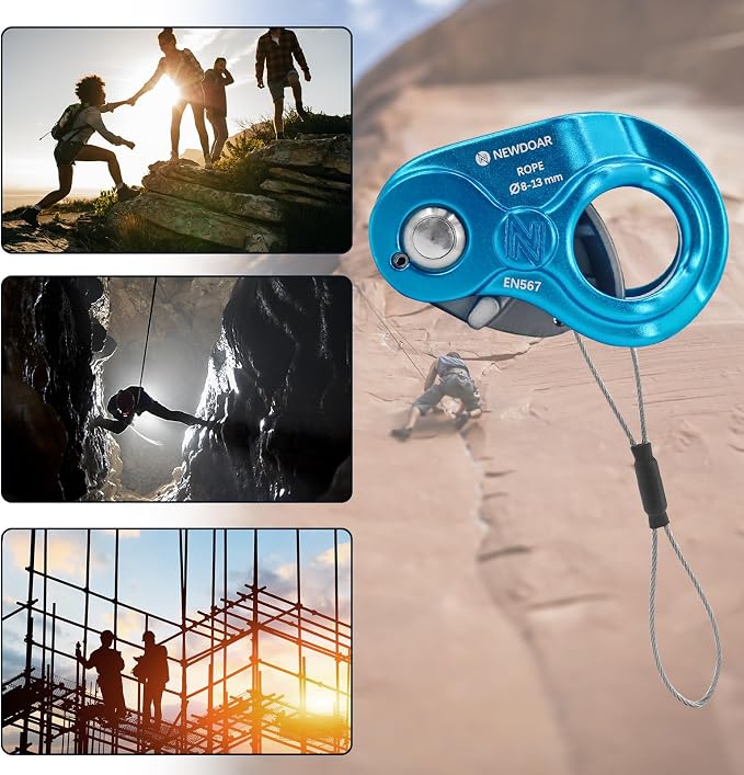 NewDoar Rope Grab Lightweight Rope Clamp Ascender Riser Adjuster Fits 8-13mm Rope Self-Locking Grip for Rock Climbing,Protection Rescue,Rappelling,Gear Equipment-Sharp Teeth