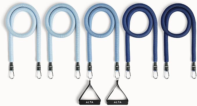 ALTA Resistance Tube Bands for Women - Full Kit Resistance Bands for Working Out with Handles, Ankle Straps, Door Anchor – Home Workout Bands for Physical Therapy, Pilates Long Exercise Bands Set