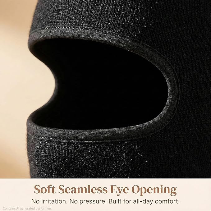 Merino Wool Balaclava Full Face Mask for Men Women, Thermal Knit Ski Mask Neck Warmer for Snowboard Motorcycle Cold Weather