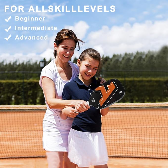 OLANNY Graphite Pickleball Paddles Set- Premium Rackets Fiber Face & Polymer Honeycomb Core Pickleball Set Includes Pickleball Paddles + Pickleball Balls+ Replacement Soft Grip + 1 Bag
