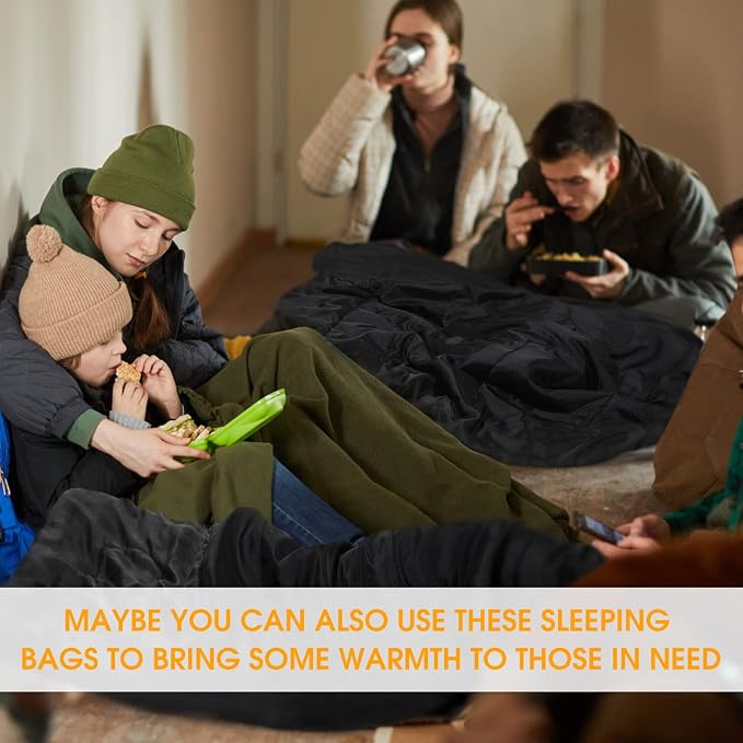 Macarrie 10 Pcs Bulk Sleeping Bags for Adults 0 Degree Waterproof Emergency Sleeping Bags with Compression Sack for Camping Hiking Backpacking Outdoor Activities