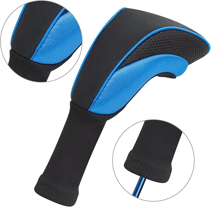 Golf Club Head Covers for Woods 3/4/5/6 Pieces Long Neck Mesh Sports Golf Club Headcovers Set with Interchangeable No. Tags 3 4 5 6 7 X Golf Accessories for Men Women