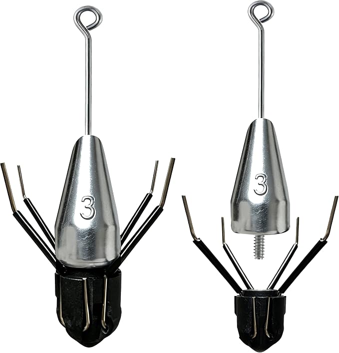 4Pcs Sputnik Sinkers, 2-in-1 Long Tail Detachable Fishing Weights, Anti-Drift Saltwater Surf Casting Lead Sinkers for Catfish, Ocean Beach Sand Fishing