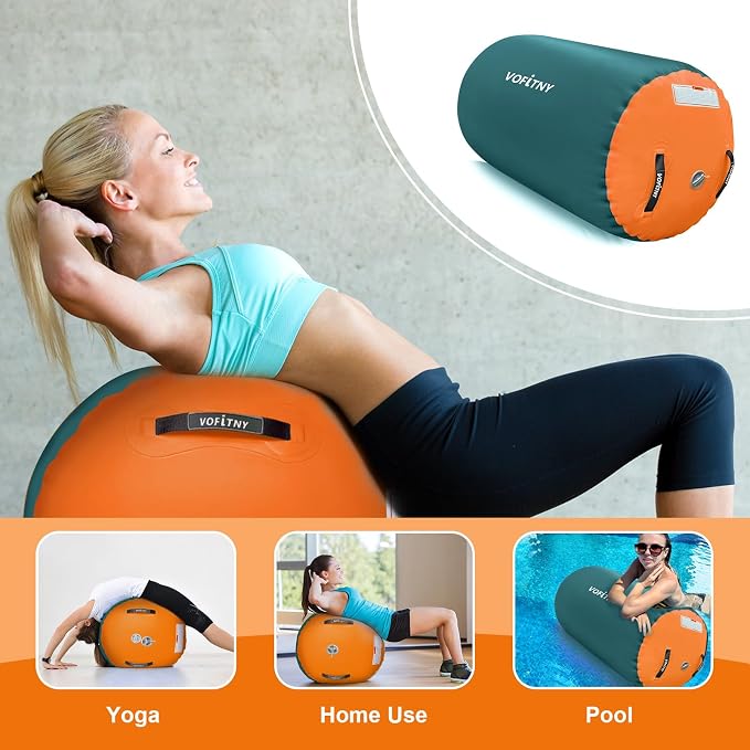 VOFiTNY Gymnastics Tumbling Equipment Air Barrel Inflatable Octagon Tumbler Roller Back-bend Trainer Cheerleading Without Pump
