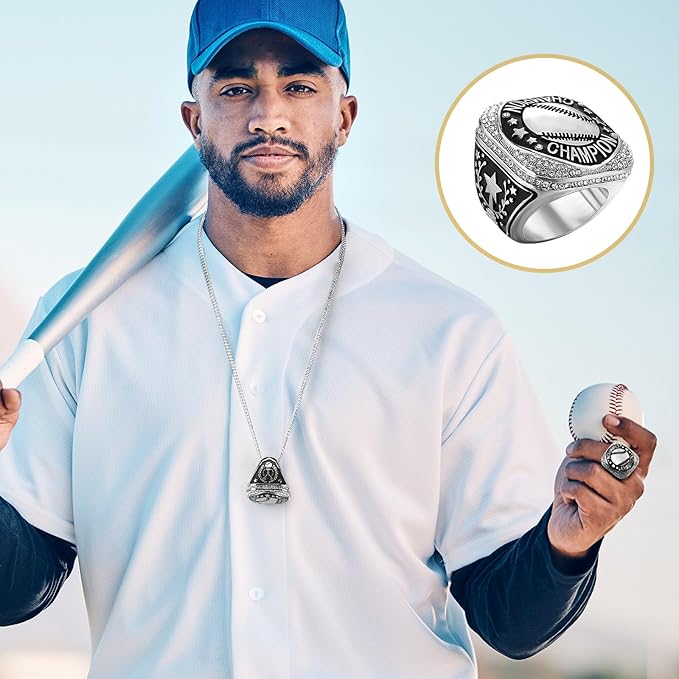 Highergo 10 Pcs Basketball Softball Baseball MVP Dancer Champion Trophy Ring with Display Stand Star Football Soccer Volleyball Golf Cheerleading Bowling Track Field