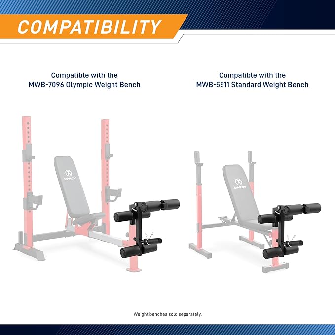 Marcy Deluxe Olympic Weight Bench with Adjustable Back & Bar Catch & Optional Arm Curl, Leg Developer, Lat Tower Attachments (Sold Separately), Personal Home Gym for Strength Training, Weightlifting