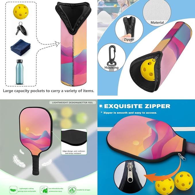 Pickleball Paddles Set 3PCS Pickleball Paddle Case Pickleball Racket Pickleball Bag Ideal for Beginners Gifts