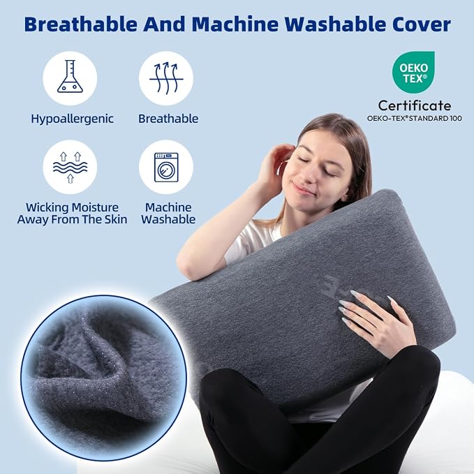 Adjustable Memory Foam Pillow for Side Sleeper,CertiPUR-US Neck Pillow | 4 Heights from 1.2 to 4.8in, Cervical Pillow for Neck Pain Relief, Thin Pillow for Back/Stomach Sleepers,Removable Pillowcase