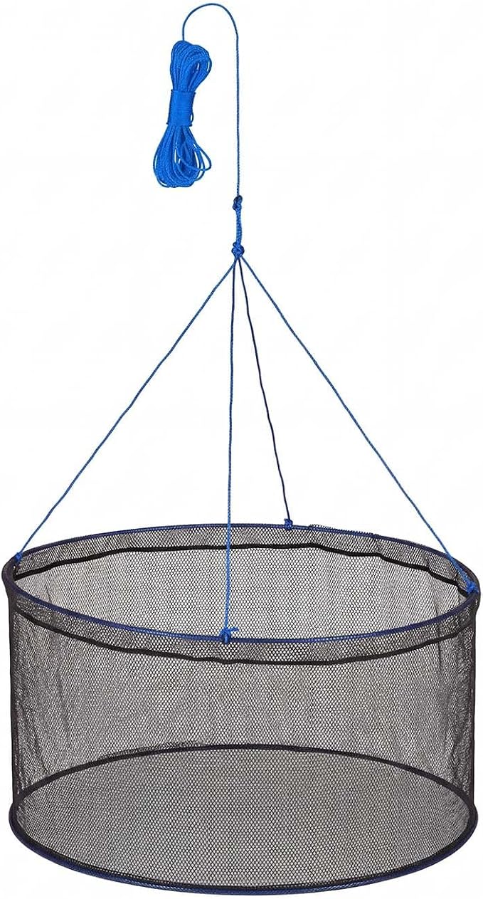 VEVOR Foldable Fishing Net, Landing Fishing Pier Nets, Portable Drop Net for Pulling up Fish, Durable and Fish-Friendly, with Rope and Storage Bag, for Minnows, Crawfish, Shrimp, Crab