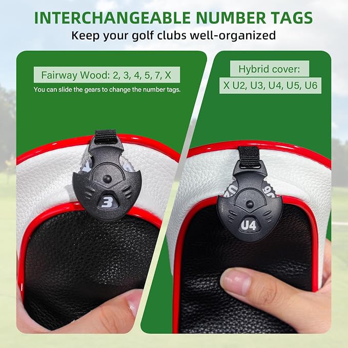 Golf Club Head Covers,4pcs or 1pc USA Golf Head Covers for Woods and Driver Fairway Hybrid - PU Leather Mallet Blade Putter for Men Women Golf Enthusiast