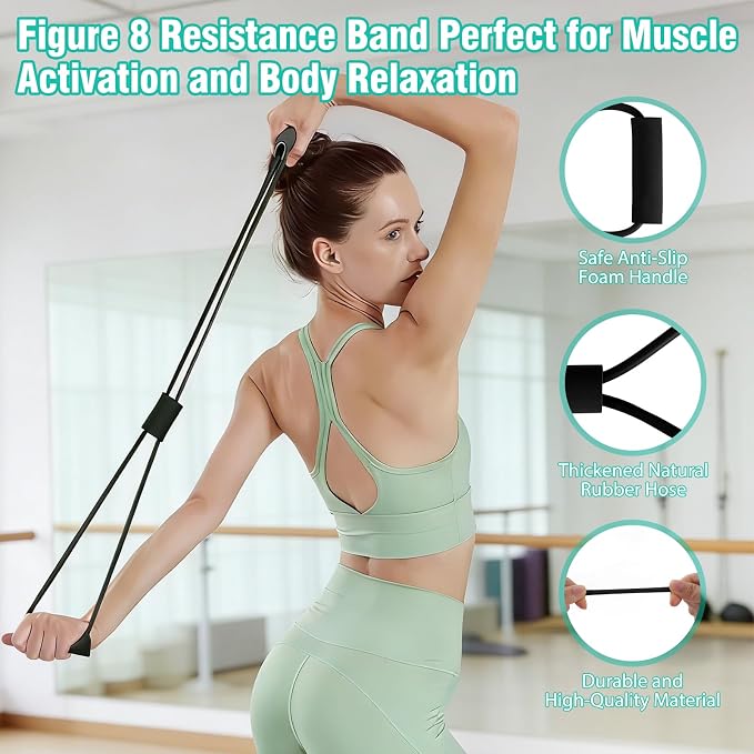 Pilates Equipment Kit for Home Workout, Pilates Ring and Ball Set for Women, 14'' Magic Circle Essentials Accessories Kit, Wrist Weights, Resistance Bands, Yoga Strap, Socks, Bag Light Green