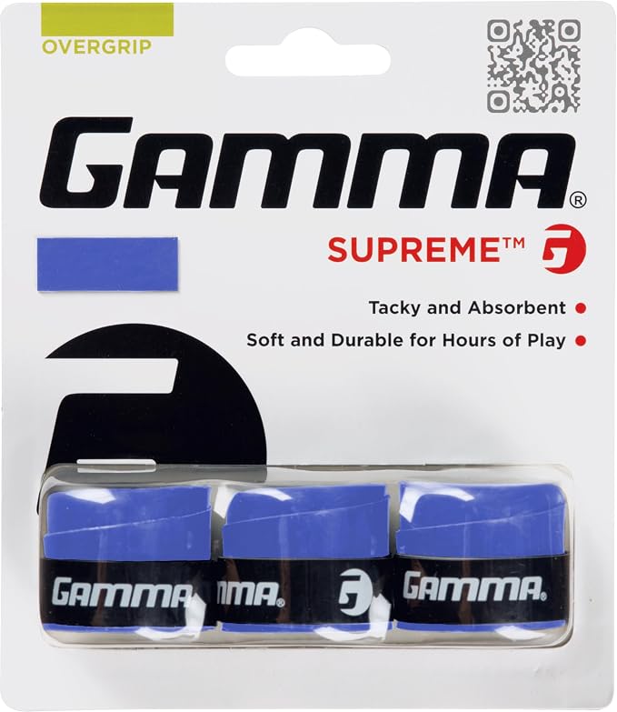 Gamma Sports Supreme Overgrip for Tennis, Pickleball, Squash, Badminton, and Racquetball Racquets, Multiple Pack Sizes and Colors