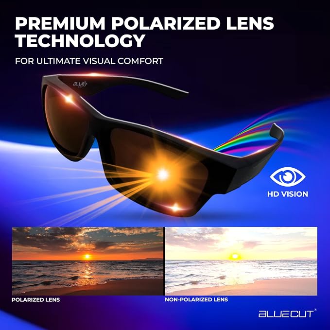BLUE CUT Fit Over Polarized Sunglasses Driving Clip-on Over Glasses, Solar Shield Sunglasses Over Prescription Glasses