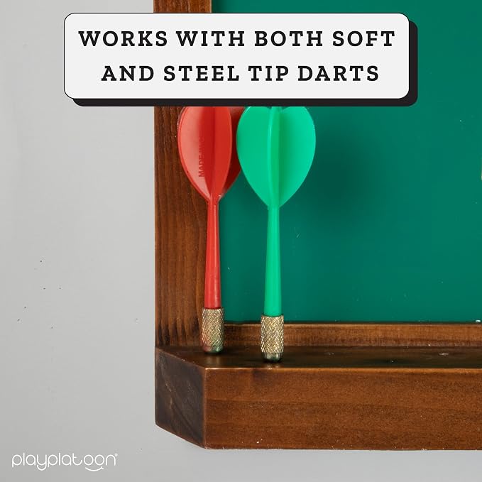 Play Platoon Dart Scoreboard & Darts Holder Wall Mount - Wood Score Board, Professional Darts Accessories, Dart Holder