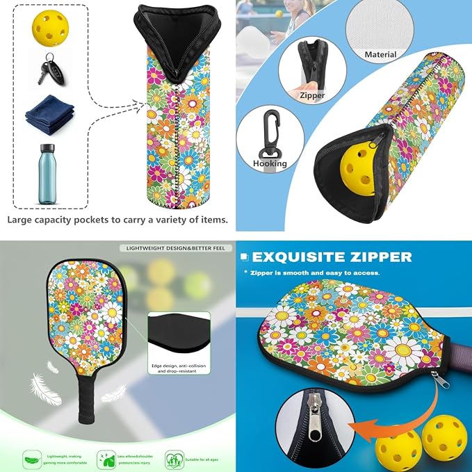 Pickleball Paddles Set 3PCS Pickleball Paddle Case Pickleball Racket Pickleball Bag Ideal for Beginners Gifts