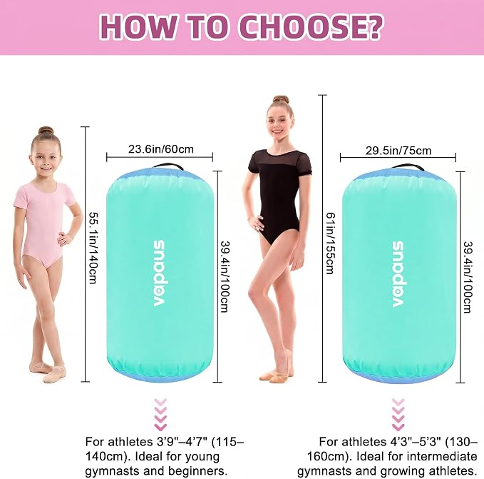 Vapaus Gymnastics Air Barrel Inflatable Tumbling Roller Mat Back Handspring Trainer Air Roller Tumbler Octagon Barrel Gymnastics Equipment for Tumble Track Cheerleading Yoga Training Durable AntiSlip Double Seal Without Pump