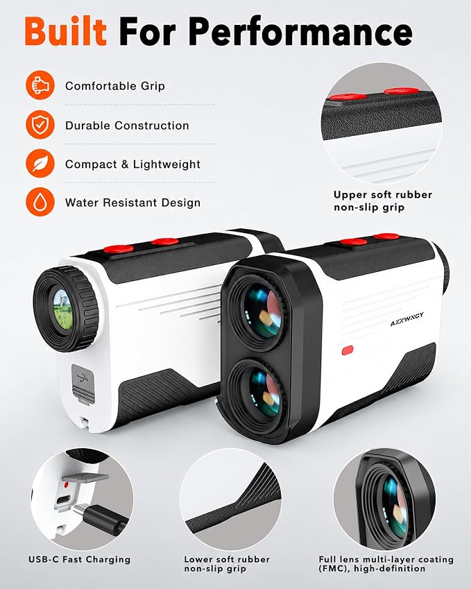 Golf Rangefinder with Slope, 1500 Yards Laser Range Finder with Flag Lock Vibration, 7X Magnification, Rechargeable Golf Rangefinder with Magnetic Mount, Fast Accurate Distance for Golf & Hunting