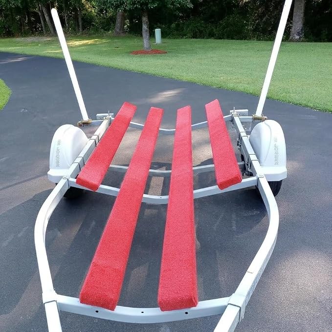 Boat Trailer Bunk Carpet - 12in Wide x 20Ft RED Marine Carpeting for Boats, Boat Trailer Bunks, Boat Bunk Carpet Bunk (Red (NO Staples), 12in x 20Ft)