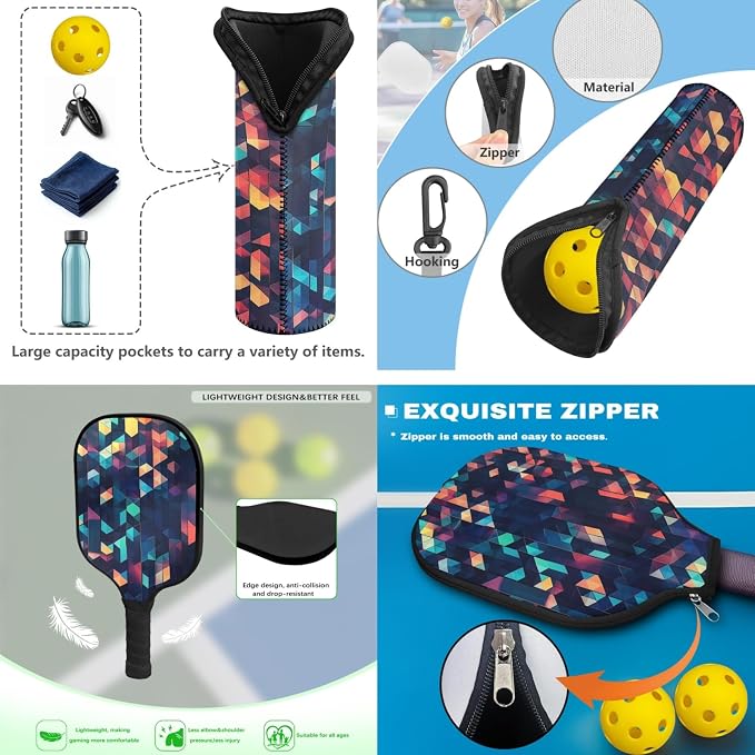 Pickleball Paddles Set 3PCS Pickleball Paddle Case Pickleball Racket Pickleball Bag Ideal for Beginners Gifts