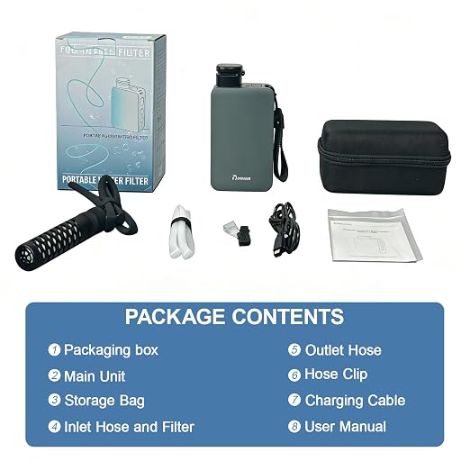 Portable Electric Water Filter Pump, 0.01 Micron Outdoor Camping Water Purifier, Water Filtration System Survival for Hiking, Camping, Travel and Emergency.