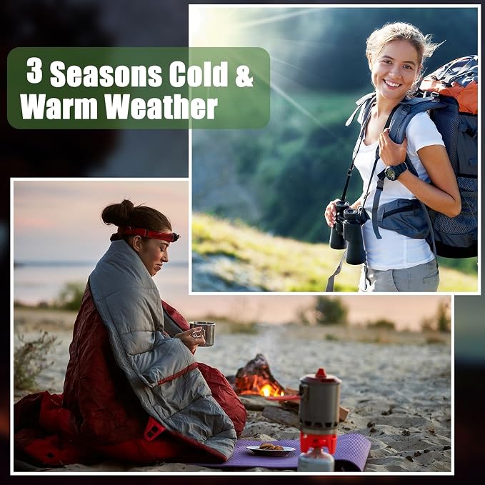 Macarrie 10 Pcs Bulk Sleeping Bags for Adults 0 Degree Waterproof Emergency Sleeping Bags with Compression Sack for Camping Hiking Backpacking Outdoor Activities