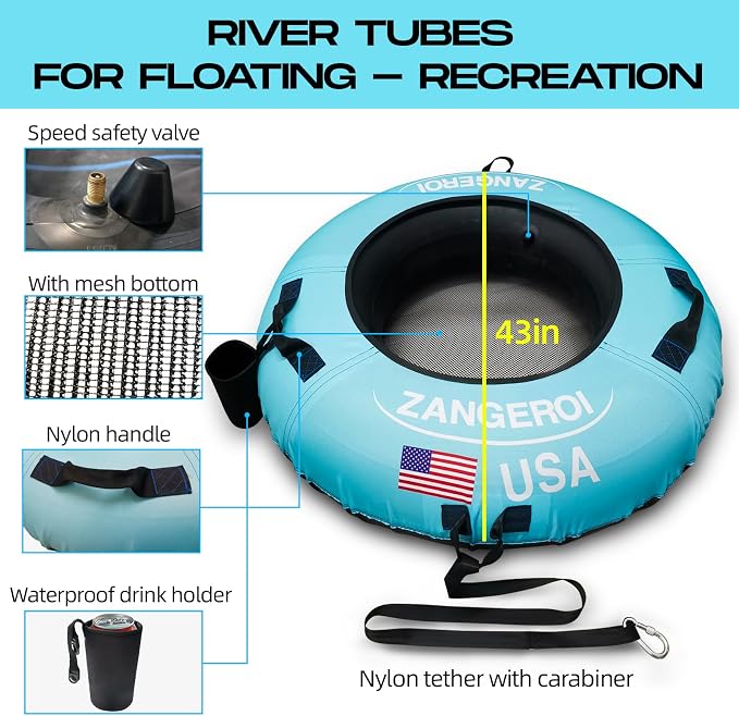 River Tube River Tubes for Floating Heavy Duty with River Tube Cover River Run Tubes for Floating Inner Tubes for River Floating River Rat Tubes for Floating River Floats for Adults Heavy Duty