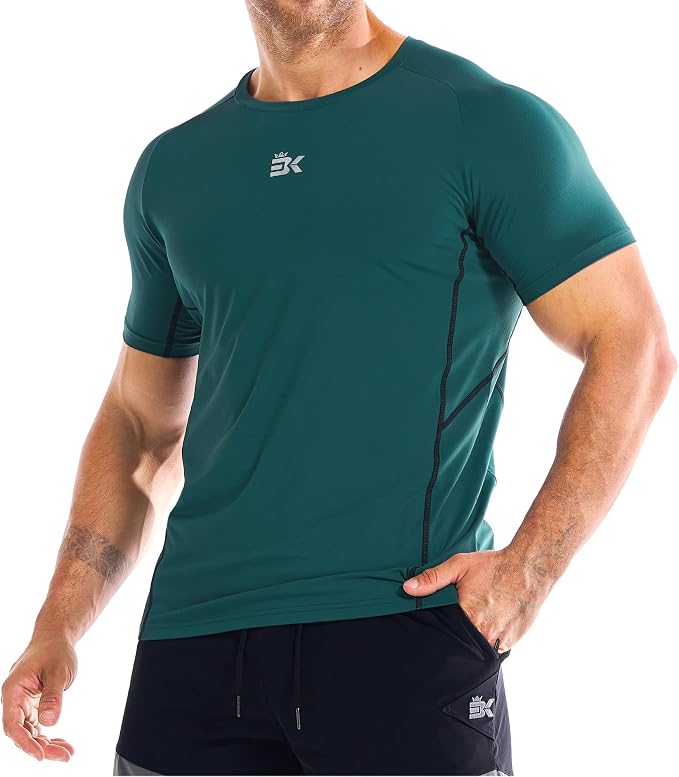 BROKIG Men Fitted Workout Gym Shirts-Lightweight Muscle T Shirts,Moisture Wicking Short Sleeve Tops for Running