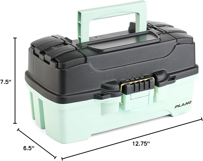 Plano Catch All One-Tray Tackle Box Kit, Black/Blue, Rust-Proof Brass Latch, Top-Access Tray with Deep Storage, Made in the USA, Portable Fishing Gear Storage Organizer