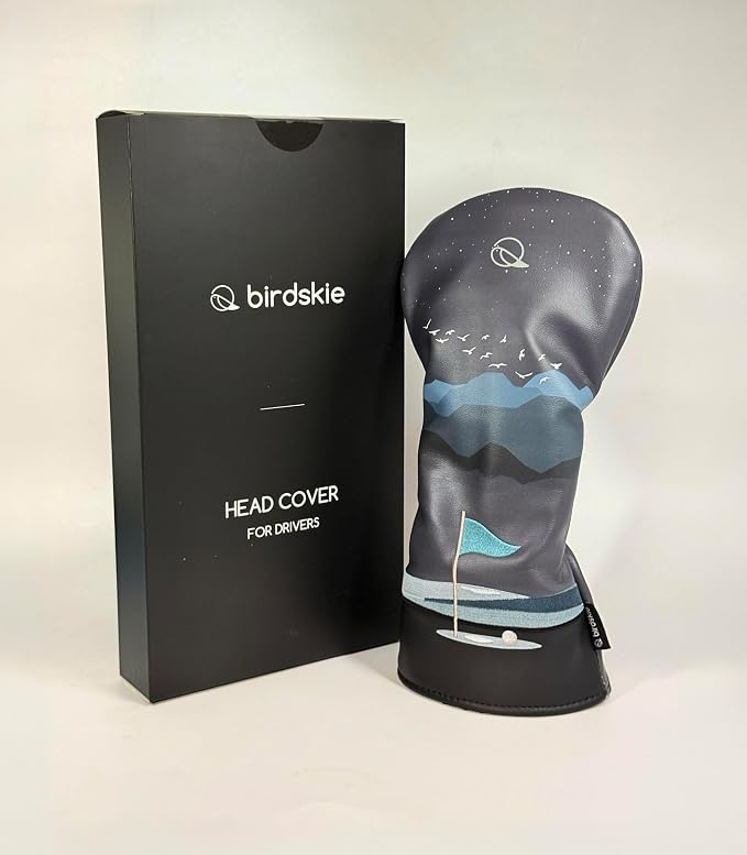 Golf Driver Headcover birdskie Premium Leather Head Cover. Digitally Printed and Embroidered Design. Head Cover for Your Driver by birdskie.