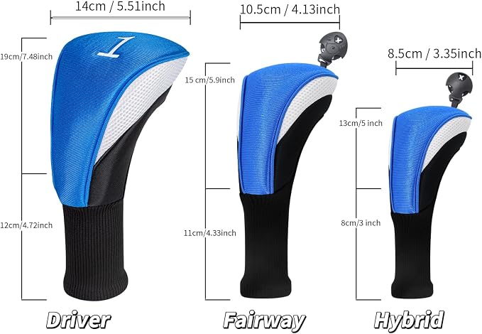 Wood Headcover Golf Club Covers Driver Headcovers Nylon Head Covers Designed to Fit All Woods - 3/4/5/6 Pack/Set Golf Accessories Suitable for Men and Women