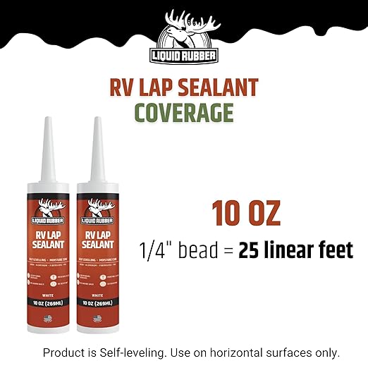 Liquid Rubber RV Lap Sealant, Self-Leveling Roof Sealant for RV Vents, Skylights, AC Units & Roof Seams, Waterproof, White, 1 Pack