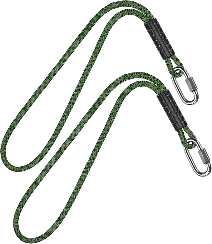 SELEWARE 10ft Tree Swing Rope Hammock Straps Hanging Kit - Fast & Easy Install for Hammock Chair, Tire Swing - Indoor/Outdoor Playground Accessories - Green, 2 Pack