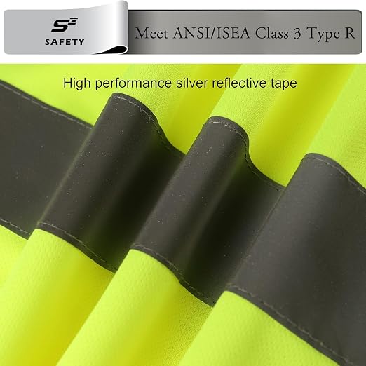 sesafety High Visibility Shirts for Men Class 3 Hi Vis Reflective Construction Shirts for Men with Pocket Safety T Shirt for Mens Work Shirt for Mens Short Sleeve Yellow