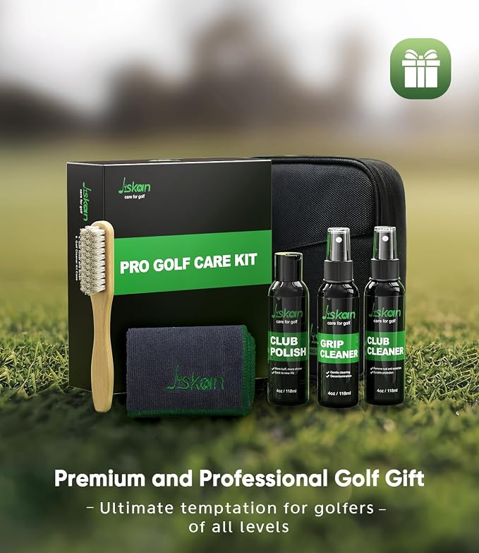 Jiskan Pro Golf Care Kit System Includes Golf Grip Cleaner Club Cleaner Club Polish Club Brush Golf Towel, Essentials Golf Accessories for Men Cool Golf Gifts for Men