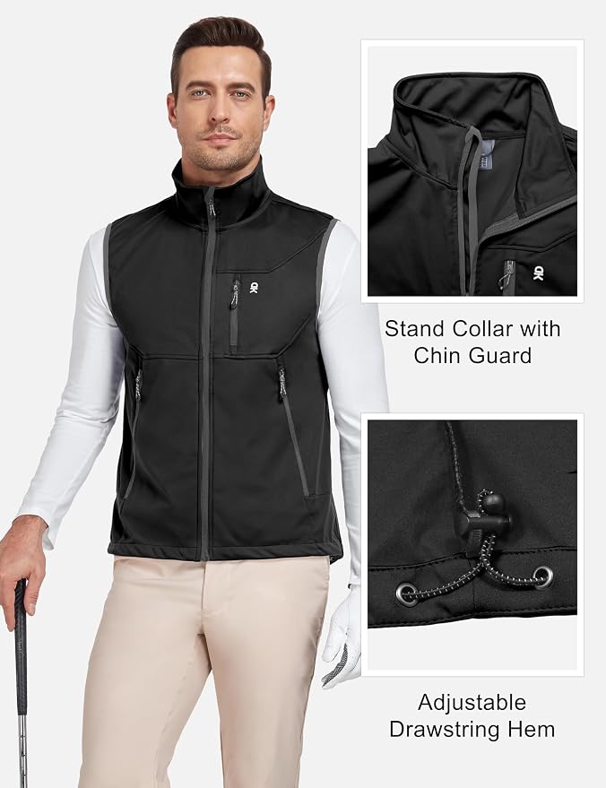 Little Donkey Andy Men's Lightweight Softshell Vest Windproof Sleeveless Jacket for Travel Hiking Running Golf