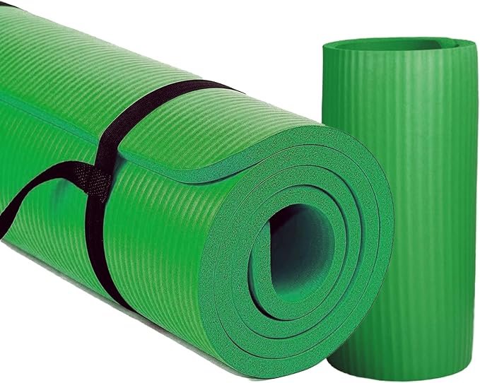 BalanceFrom 71x24 Inches Yoga Mat with Knee Pad and Optional Blocks – Extra 1-Inch Thick Non-Slip Foam with Anti-Tear Surface and Carrying Strap for Home, Studio, or Gym Workouts