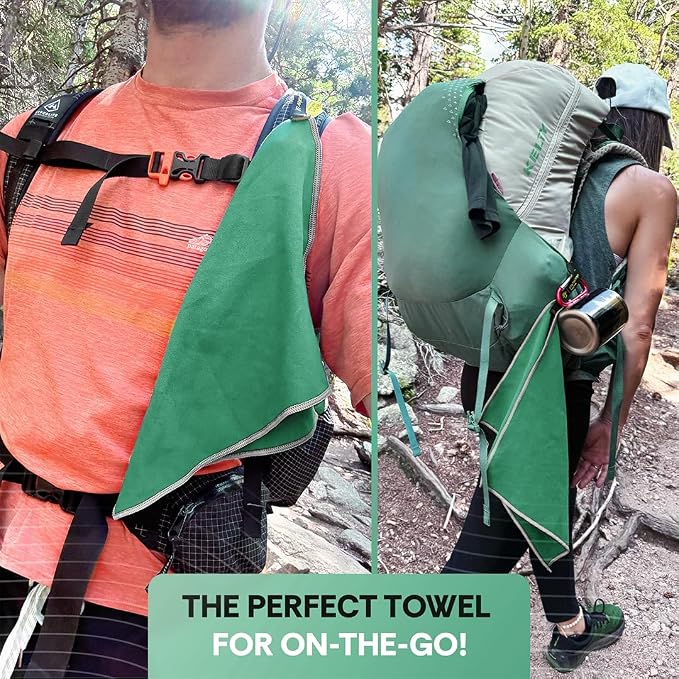 Elite Tail Magic -4 Pack - Lightweight Soft Compact Travel Towel | Quick Drying Backpacking Towel Ultralight with Loop Strap | Sport and Gym Microfiber Face Cloth Yoga | Small 12.5 x 9.9 inches