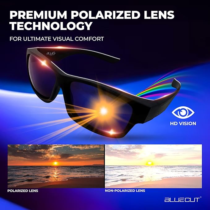 BLUE CUT Fit Over Polarized Sunglasses Driving Clip-on Over Glasses, Solar Shield Sunglasses Over Prescription Glasses