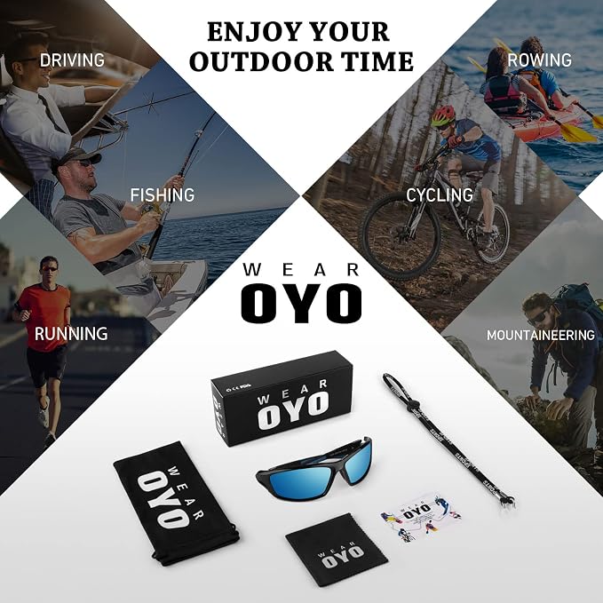 WEAROYO Polarized Sports Sunglasses for Men Women,Fishing Driving Rectangular Goggles UV400 Protection