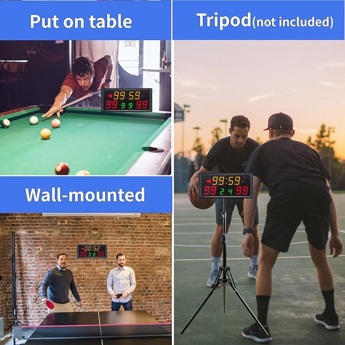 LED Electronic Scoreboard with Power Supply,Score Keeper with Timer Clock,Portable Digital Scoreboard with Remote for Corn Hole,Board Game,Indoor & Outdoor Game
