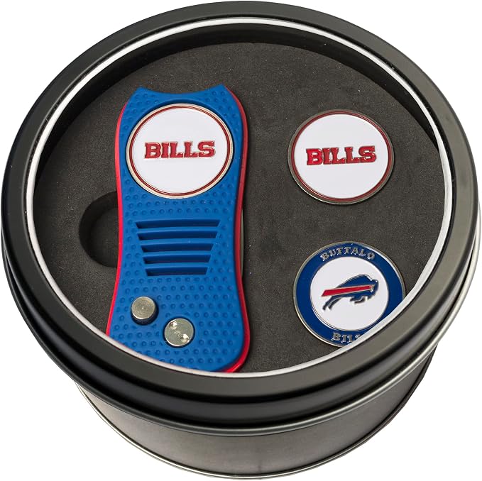 Team Golf NFL Gift Set Retractable Divot Tool with 3 Double-Sided Magnetic Ball Markers, Patented Single Prong Design, Causes Less Damage to Greens, Retractable Mechanism