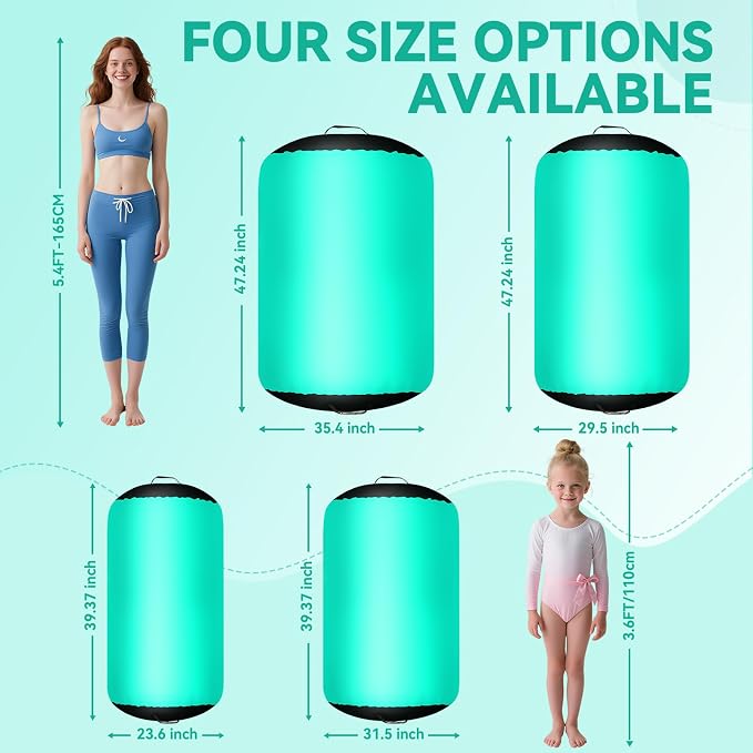 FBSPORT Air Roller Gymnastics Barrel, Inflatable Gymnastics Air Roller Inflatable Air Gymnastics Mat for Yoga Cheerleading Training Home Outdoor Indoor Use
