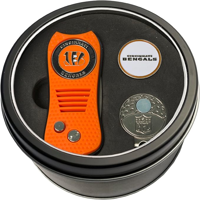 Team Golf NFL Adult-Unisex Tin Gift Set with Switchfix Divot Tool, Cap Clip, and Ball Marker