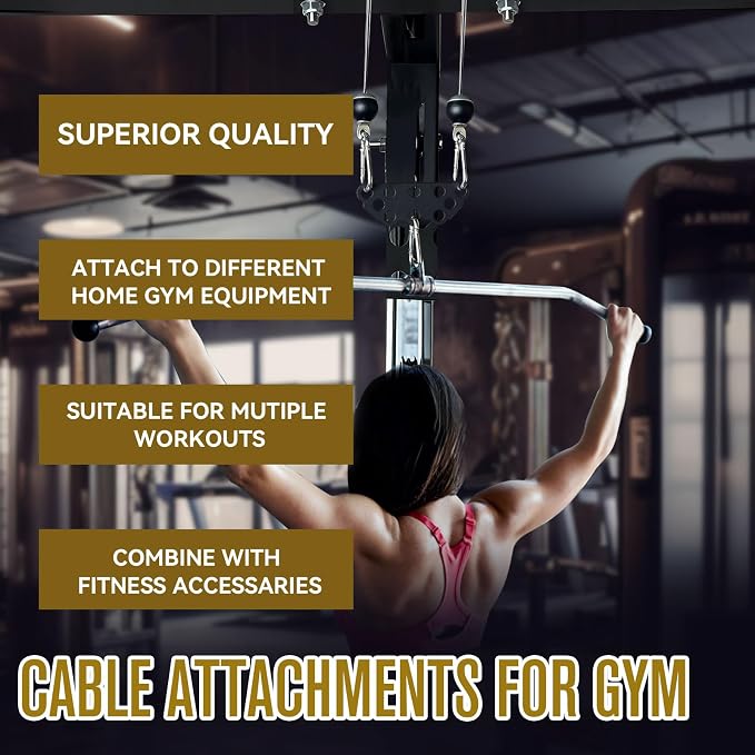 Multi-Grip LAT Pull Down Bar for Home Gym Fitness, Spreader Plate LAT Pulldown Attachments for Pulley System Cable Machine, Double to Single Cable Attachment Exercise Handle