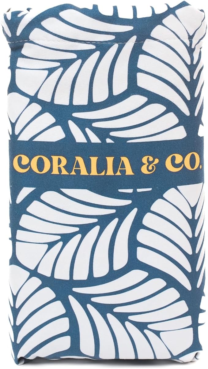 Coralia & Co. Large Microfiber Beach Towel - Quick Dry, Sand-Free, Lightweight with Convenient Storage Pouch - Twilight