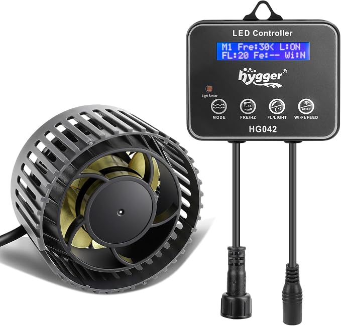 hygger 3400 GPH Aquarium Inverter Wavemaker Pump with LED Controller, DC 24V 18W Ultra-quiet Submersible Power Head with Magnetic Base, Circulation Pump for 75-200 Gal Freshwater Saltwater Tank