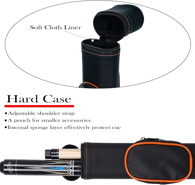 Pool Cue Stick Low Deflection Shaft Billiard Cue Stick with Hard Case 19-20 oz Professional Pool Stick