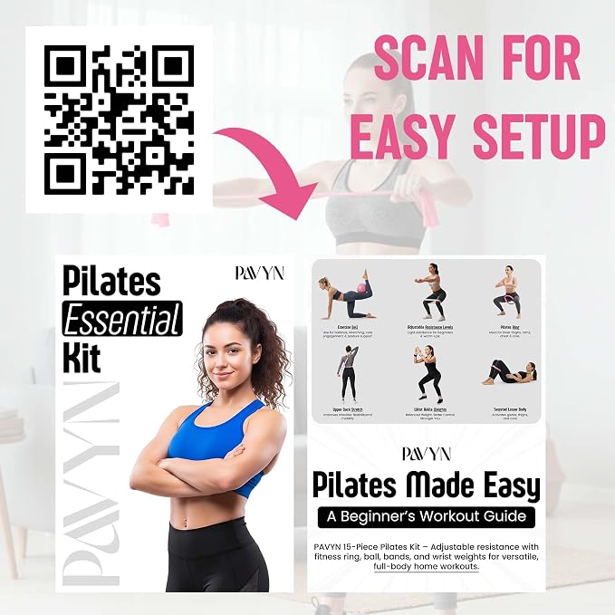 Pilates Kit for Women β 16 Pcs Home Pilates Equipment Set with Magic Circle Ring, Ball, 5 Resistance Bands, Yoga Strap, Ankle Weights, Grip Socks & More | Pilates Starter Kit